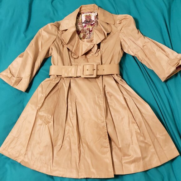 Vintage Y2K Fall Belted Trench Coat Dress - Picture 2 of 7